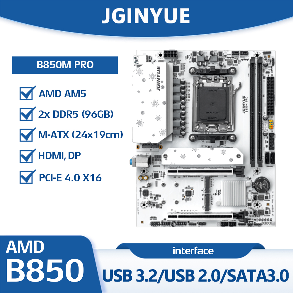 JGINYUE B850M PRO Motherboard  - Am5 Micro Atx Pcie 5.0 Motherboard recension och pris