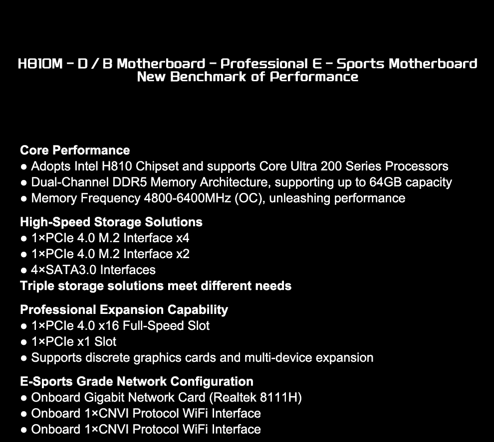 JGINYUE H810M-D/B M-ATX Gaming - Lga1851 Gaming Motherboard recension och pris