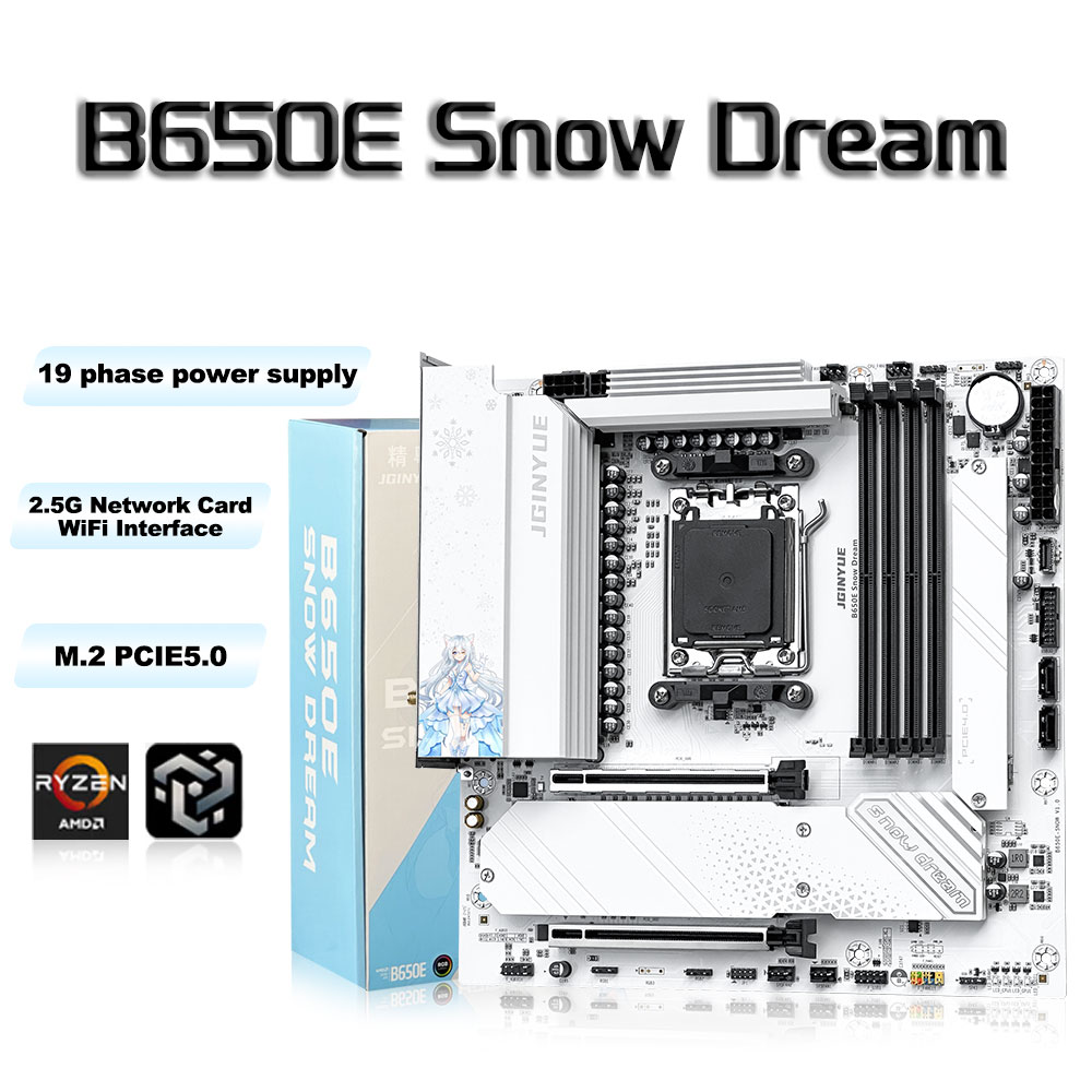 JGINYUE B650E Snow Dream AM5 M - Am5 Micro Atx Pcie 5.0 Motherboard recension och pris